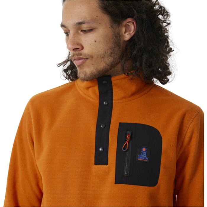 2024 Rip Curl Hombres Bsqueda Polar Fleece Crew 05QMFL - Orange Amber